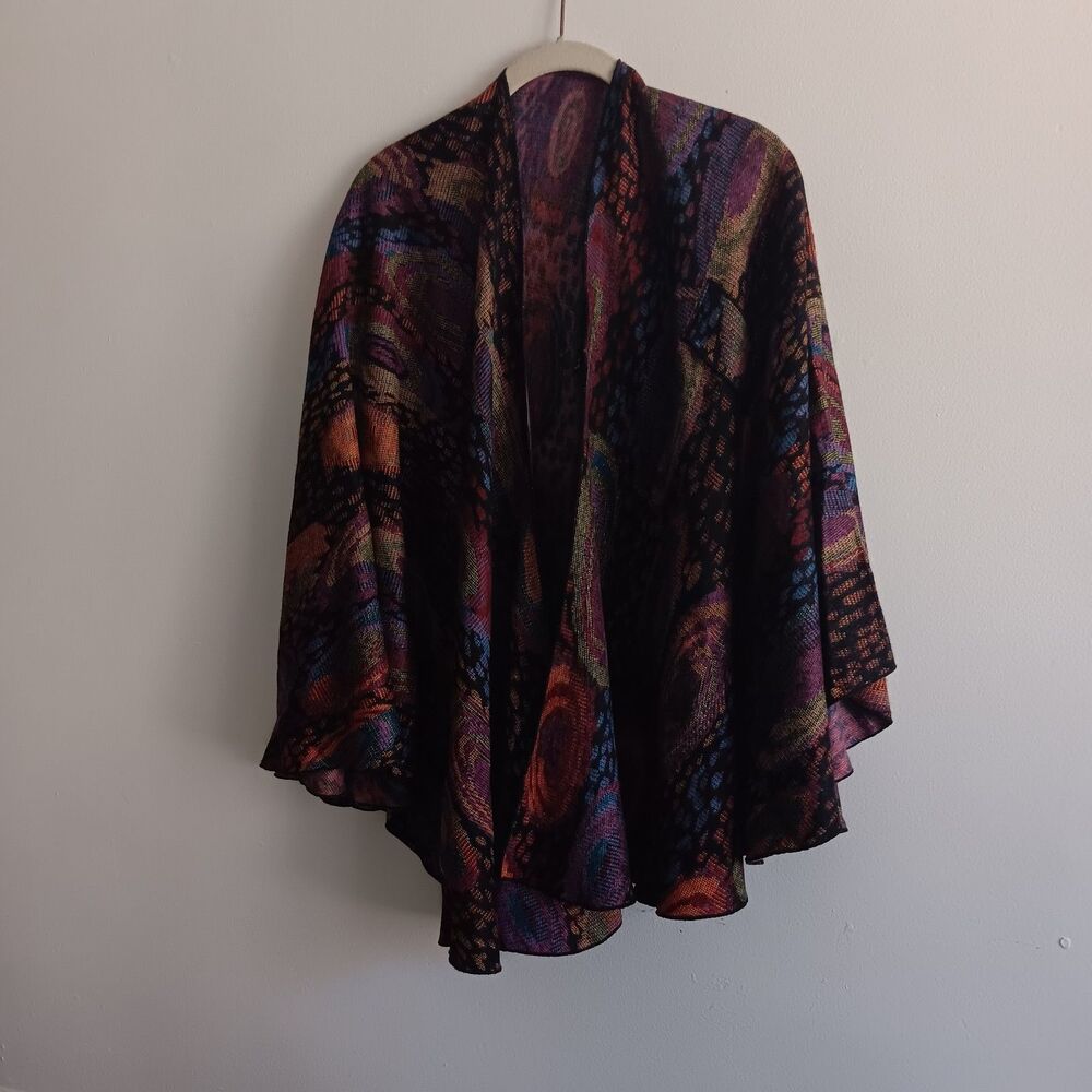 Rapti 100% Cashmere Reversible Poncho Wrap Boho Shawl Multicolor Soft Luxe OSFM
